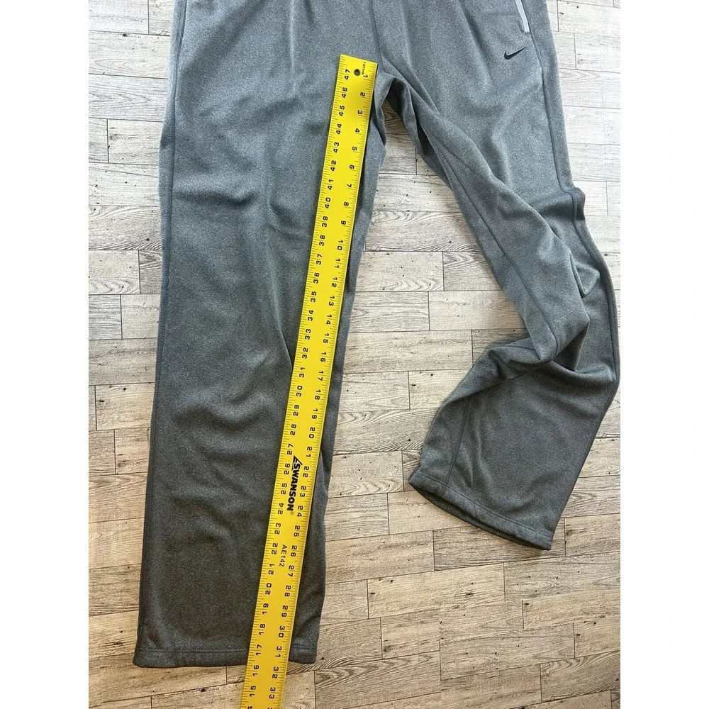 Nike Men's Gray Fleece Dri-Fit Sweatpants Sz L Pockets Elastic Waist Drawstring‎